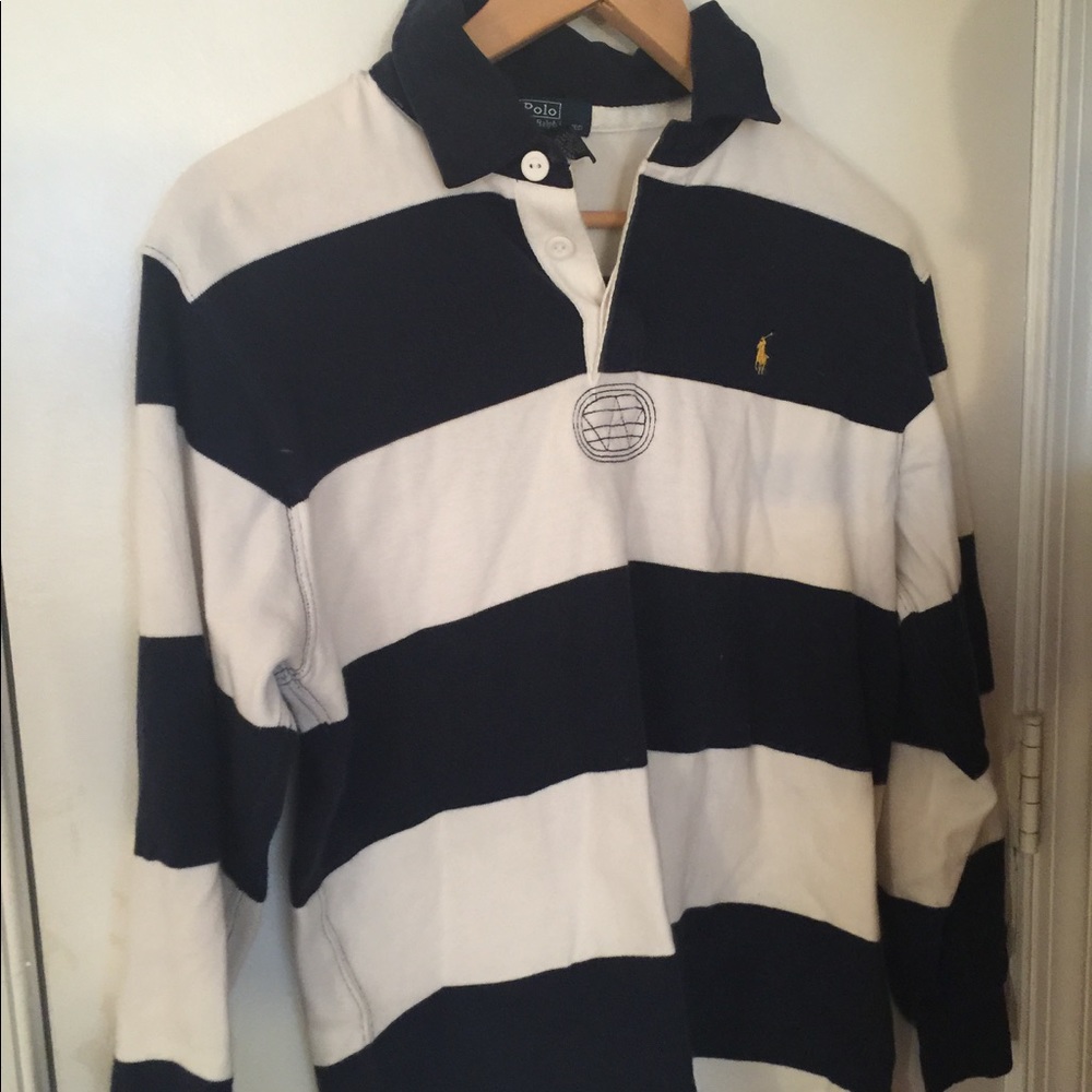 Big Kids Polo Navy & White Size L (16-18)